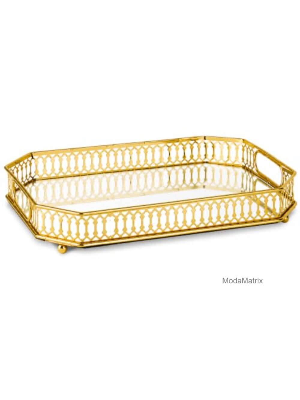 Metal Serving Tray with Handles Decorative Mirrored Bar Cart Tray